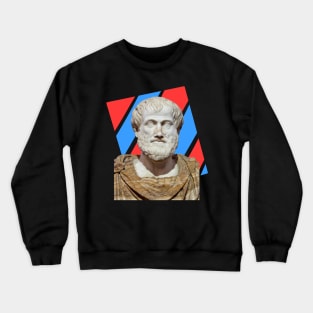 Aristotle Portrait With Red Blue Rectangle Crewneck Sweatshirt